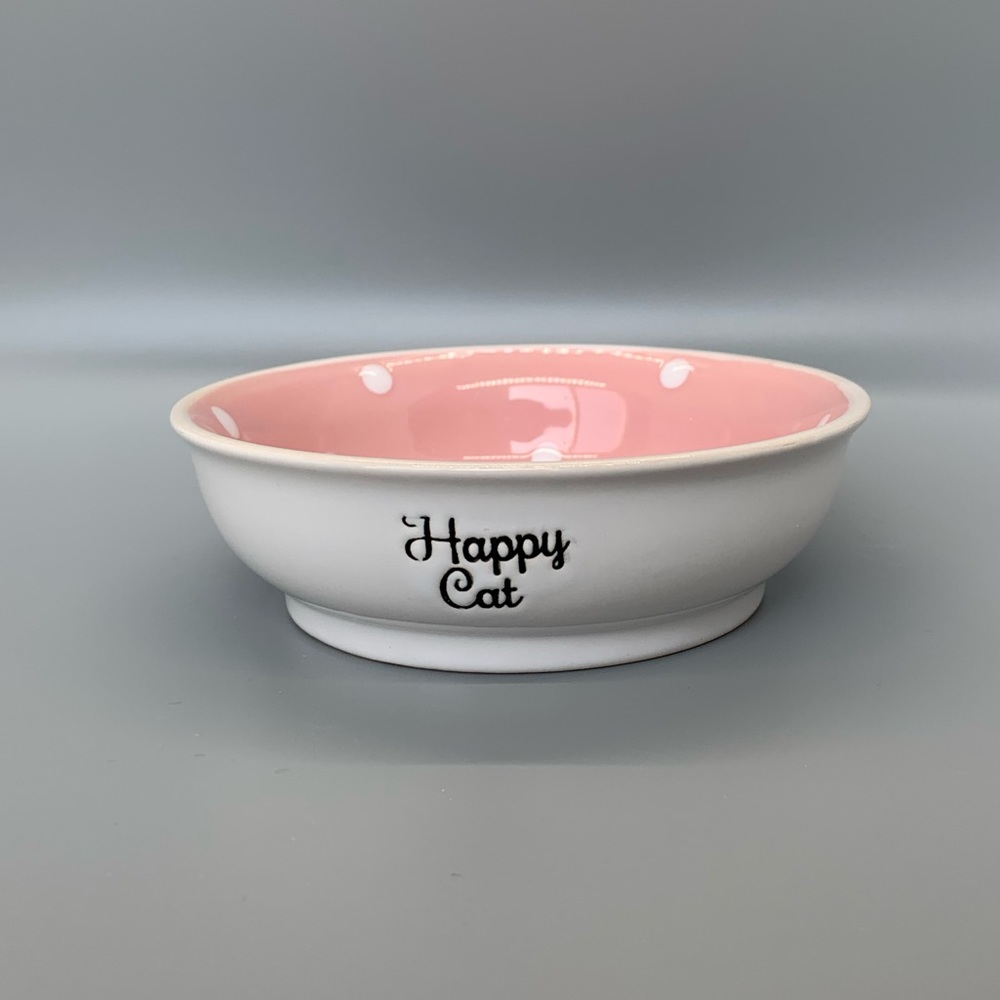 Happy Cat Bowl with polka dots - brand new - Picture 3 of 4